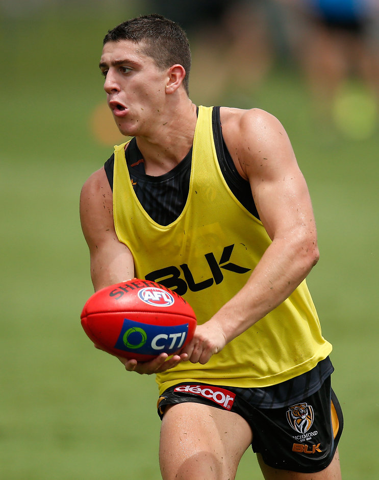 AFL 2015 Training - Tigers in Palm Cove CAIRNS, AUSTRALIA - DECEMBER 14: Jason Castagna in action during the Richmond Tigers training camp at Cazaly's Stadium, Queensland on December 14, 2015. (Photo: Michael Willson/AFL Media)